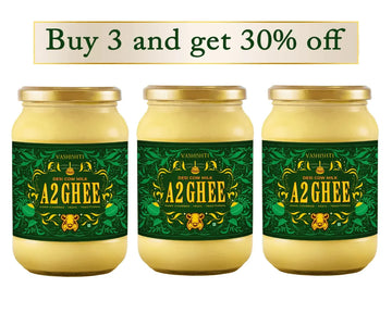100% Pure A2 Desi Cow Ghee Ghee Vashishti 500 ml x 3 