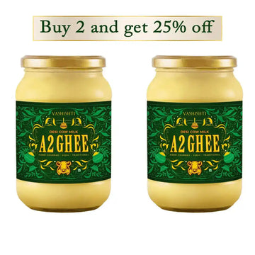 100% Pure A2 Desi Cow Ghee Ghee Vashishti 500 ml x 2 