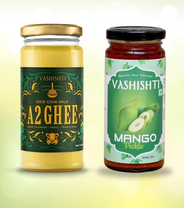 100% Pure A2 Desi Cow Ghee + Mango Pickle